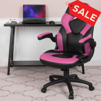 Flash Furniture CH-00095-PK-GG X10 Gaming Chair Racing Office Ergonomic Computer PC Adjustable Swivel Chair with Flip-up Arms, Pink/Black LeatherSoft